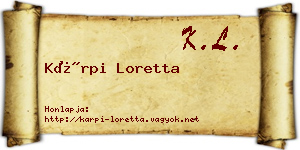 Kárpi Loretta névjegykártya